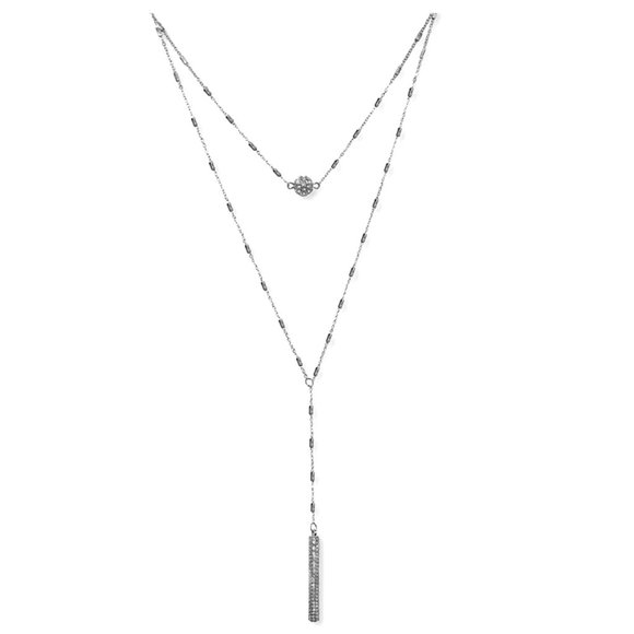 INC International Concepts Jewelry - New INC Double Strand Crystal Ball 16-18",  Silver
